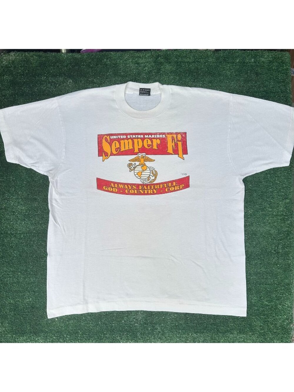 Vintage 80s USMC Marines Semper Fi T-Shirt White XL Single Stitch Military
